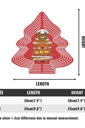 Christmas Tree Shape Hanging Wind Spinner for Garden Decor Yard Art