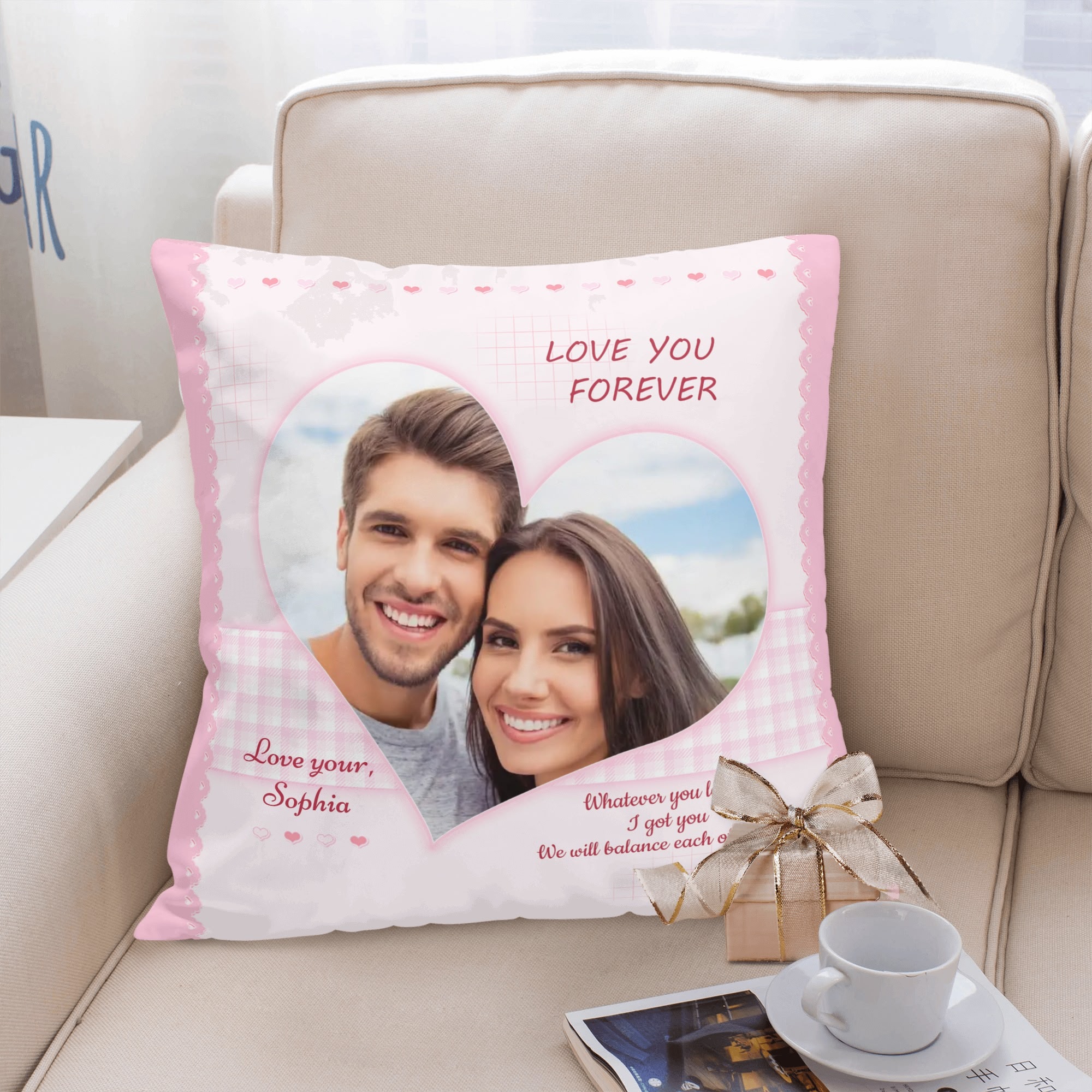 Personalized Peach Velvet Pillow Case Square Cushion Cover - Image 4