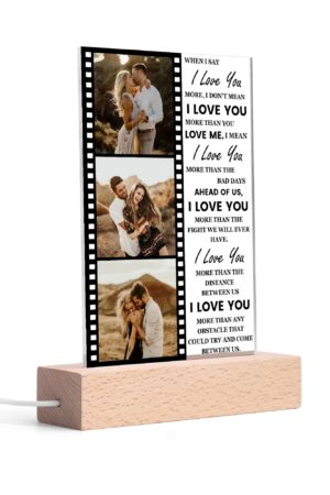 Personalized LED Rectangle Acrylic Night Light and Wooden Base Table Decor