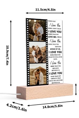 Personalized LED Rectangle Acrylic Night Light and Wooden Base Table Decor