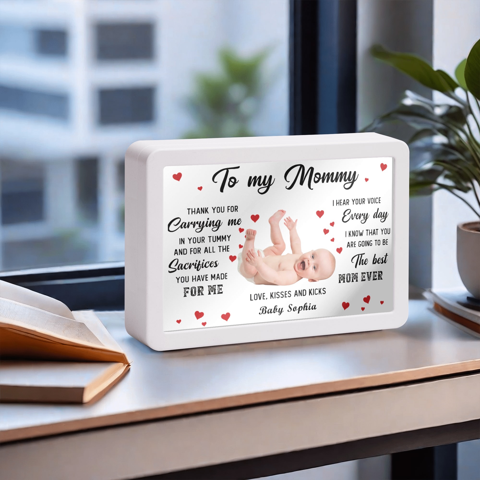 Rectangle LED Mirror Light - Personalized Photo Love Yourself Love Family - Image 2