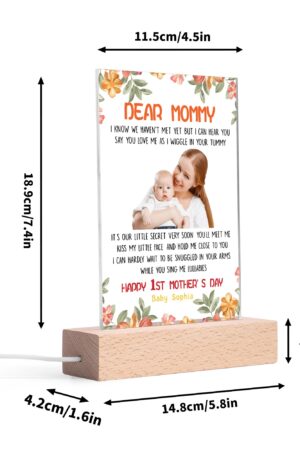 Personalized LED Rectangle Acrylic Night Light and Wooden Base Table Decor