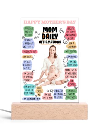 Personalized LED Rectangle Acrylic Night Light and Wooden Base Table Decor