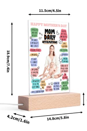 Personalized LED Rectangle Acrylic Night Light and Wooden Base Table Decor