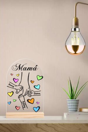 Personalised Lightweight Arch Acrylic Table Sign with Wood Stand