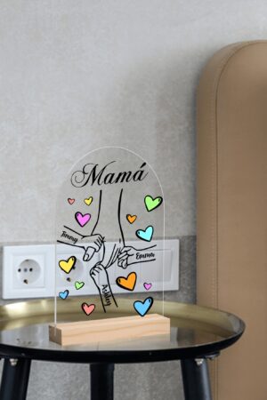 Personalised Lightweight Arch Acrylic Table Sign with Wood Stand