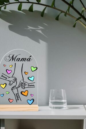 Personalised Lightweight Arch Acrylic Table Sign with Wood Stand