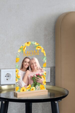 Personalised Lightweight Arch Acrylic Table Sign with Wood Stand