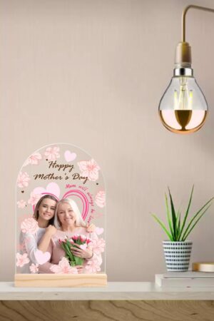 Personalised Lightweight Arch Acrylic Table Sign with Wood Stand