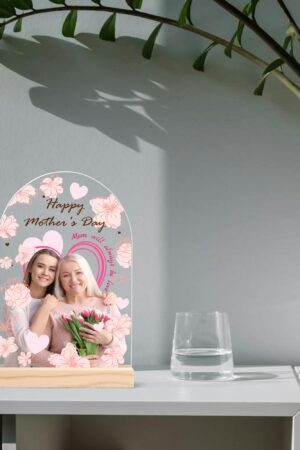 Personalised Lightweight Arch Acrylic Table Sign with Wood Stand