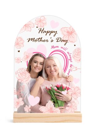 Personalised Lightweight Arch Acrylic Table Sign with Wood Stand