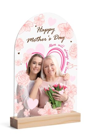 Personalised Lightweight Arch Acrylic Table Sign with Wood Stand