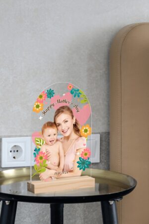 Personalised Lightweight Arch Acrylic Table Sign with Wood Stand