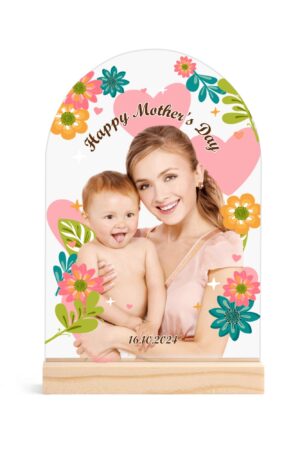 Personalised Lightweight Arch Acrylic Table Sign with Wood Stand