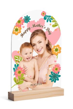 Personalised Lightweight Arch Acrylic Table Sign with Wood Stand