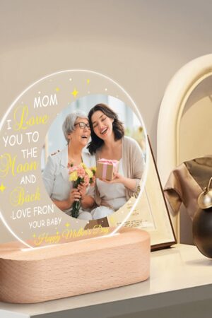 Personalised Name Acrylic Round Lamp Night Light Home Decor