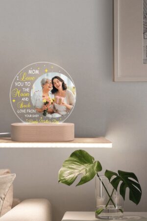 Personalised Name Acrylic Round Lamp Night Light Home Decor