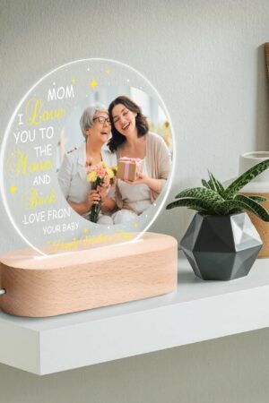 Personalised Name Acrylic Round Lamp Night Light Home Decor