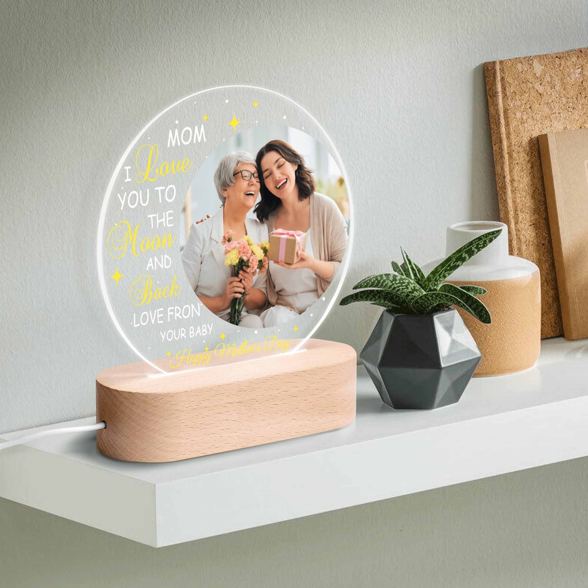 Personalised Name Acrylic Round Lamp Night Light Home Decor - Image 4