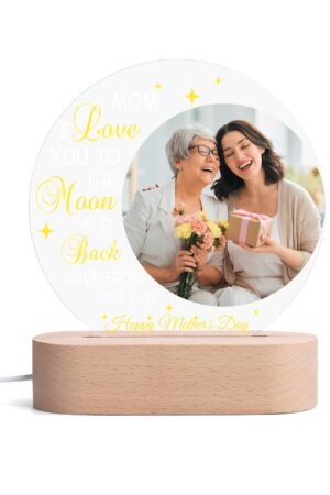 Personalised Name Acrylic Round Lamp Night Light Home Decor