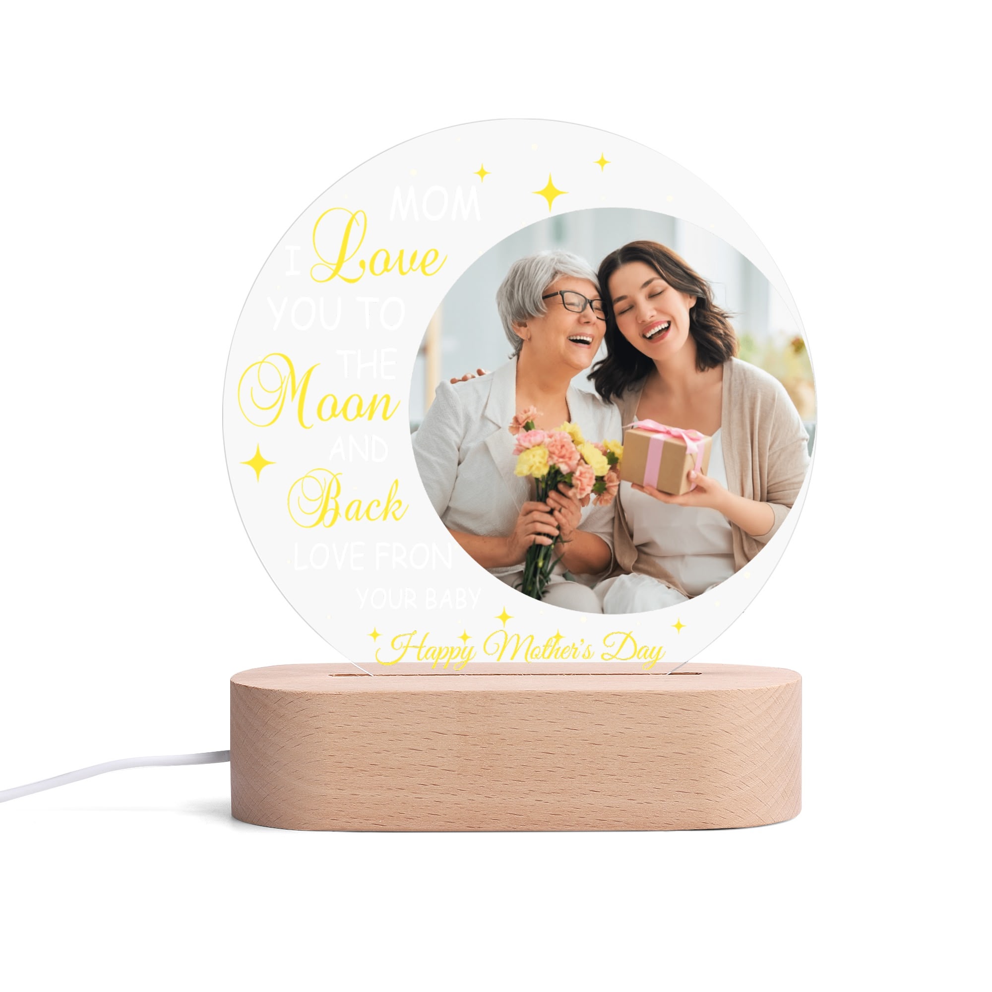 Personalised Name Acrylic Round Lamp Night Light Home Decor - Image 5