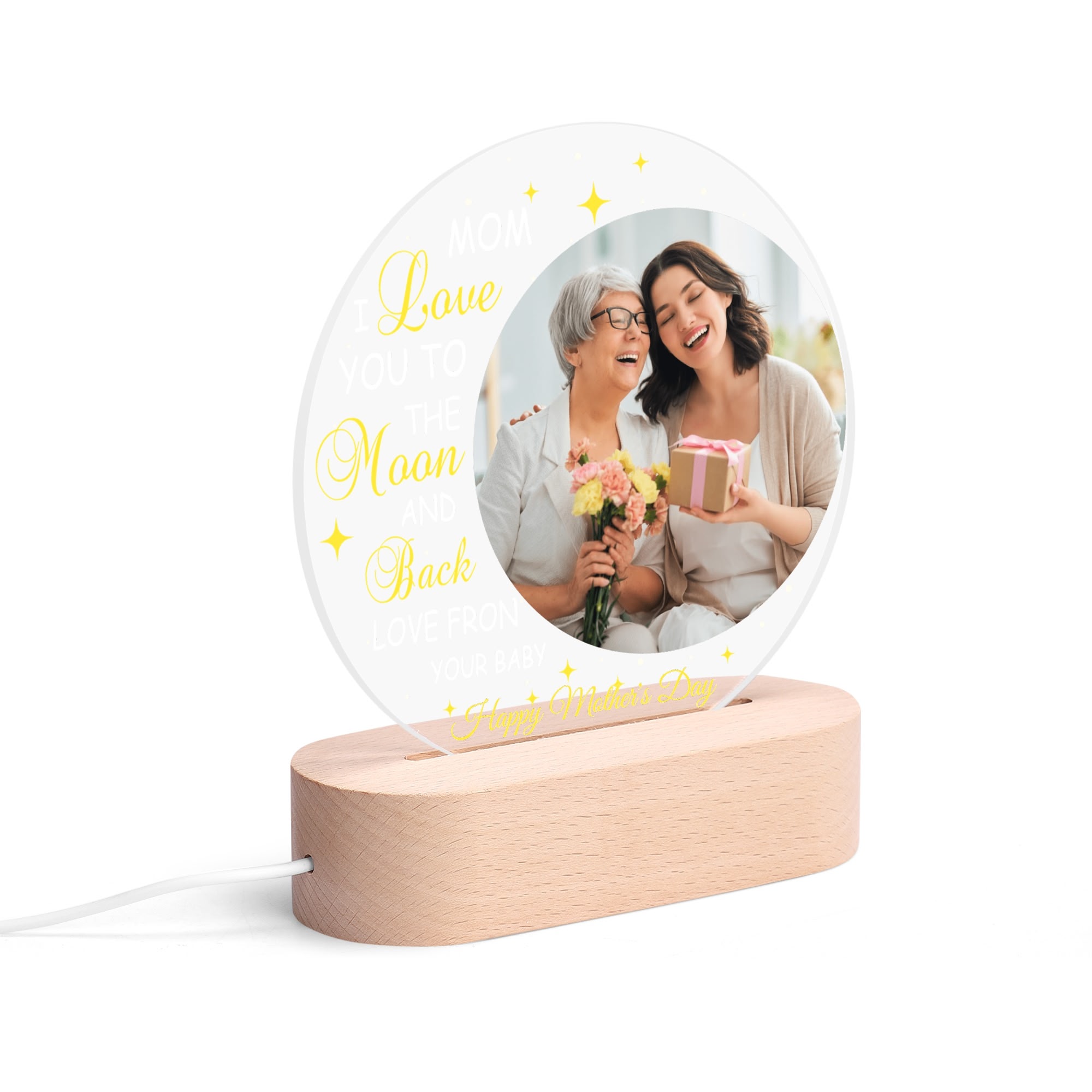 Personalised Name Acrylic Round Lamp Night Light Home Decor - Image 6