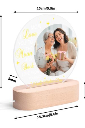 Personalised Name Acrylic Round Lamp Night Light Home Decor