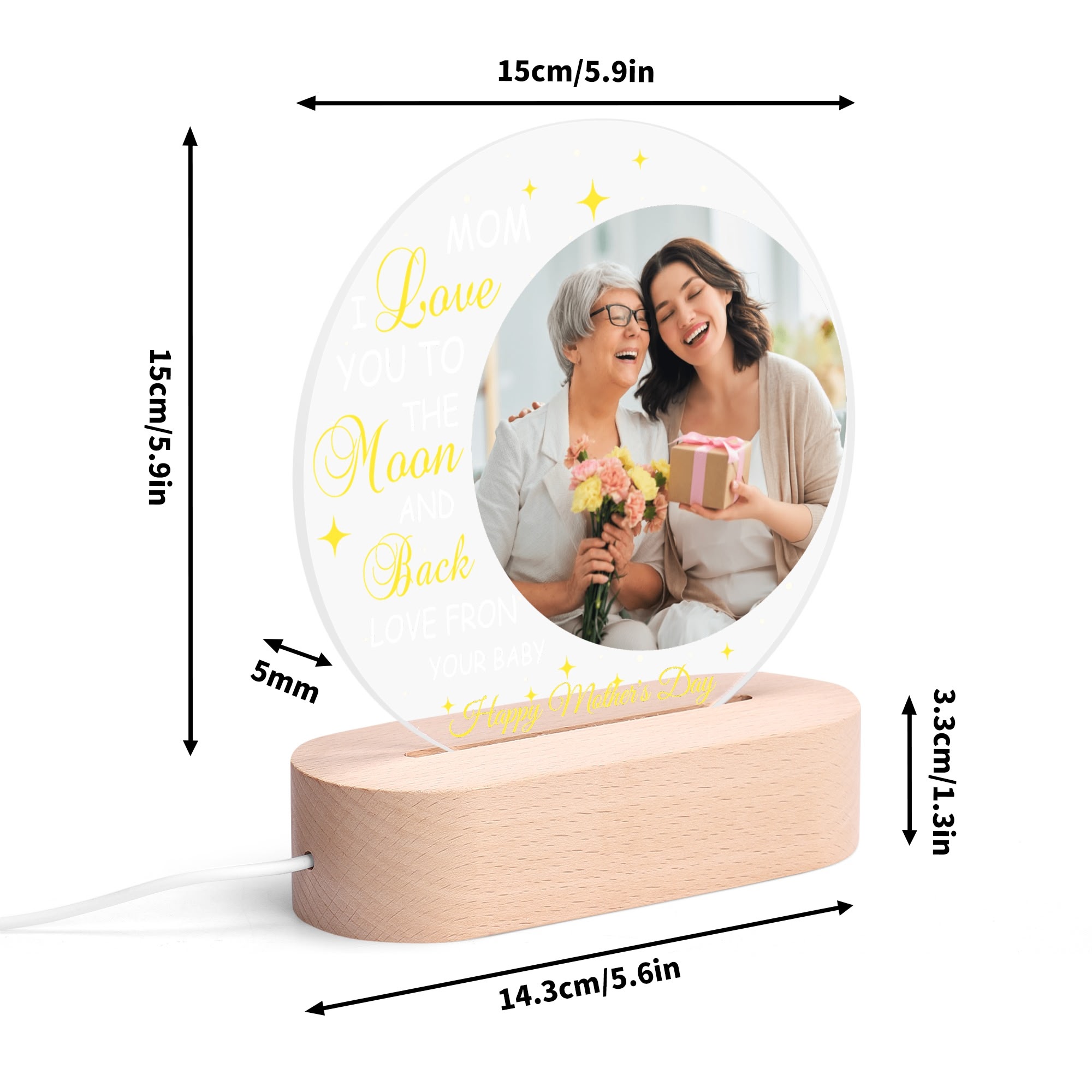 Personalised Name Acrylic Round Lamp Night Light Home Decor - Image 7