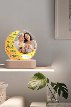 Personalised Name Acrylic Round Lamp Night Light Home Decor