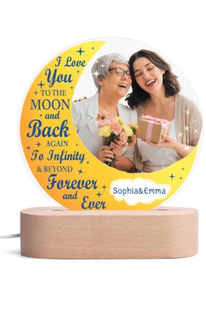 Personalised Name Acrylic Round Lamp Night Light Home Decor