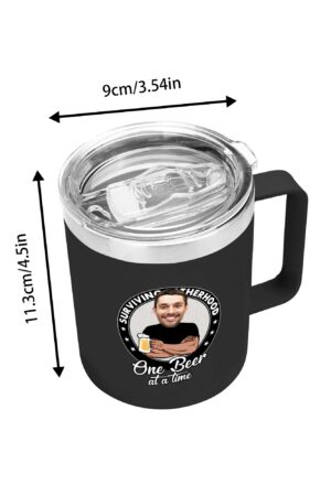 Custom 12oz Stainless Steel Coffee Mug Coffee Cup with Lid and Handle