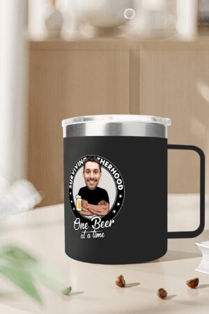 Custom 12oz Stainless Steel Coffee Mug Coffee Cup with Lid and Handle