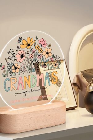 Personalised Name Acrylic Round Lamp Night Light Home Decor