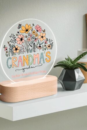 Personalised Name Acrylic Round Lamp Night Light Home Decor