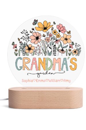 Personalised Name Acrylic Round Lamp Night Light Home Decor