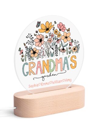 Personalised Name Acrylic Round Lamp Night Light Home Decor