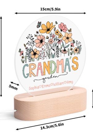 Personalised Name Acrylic Round Lamp Night Light Home Decor