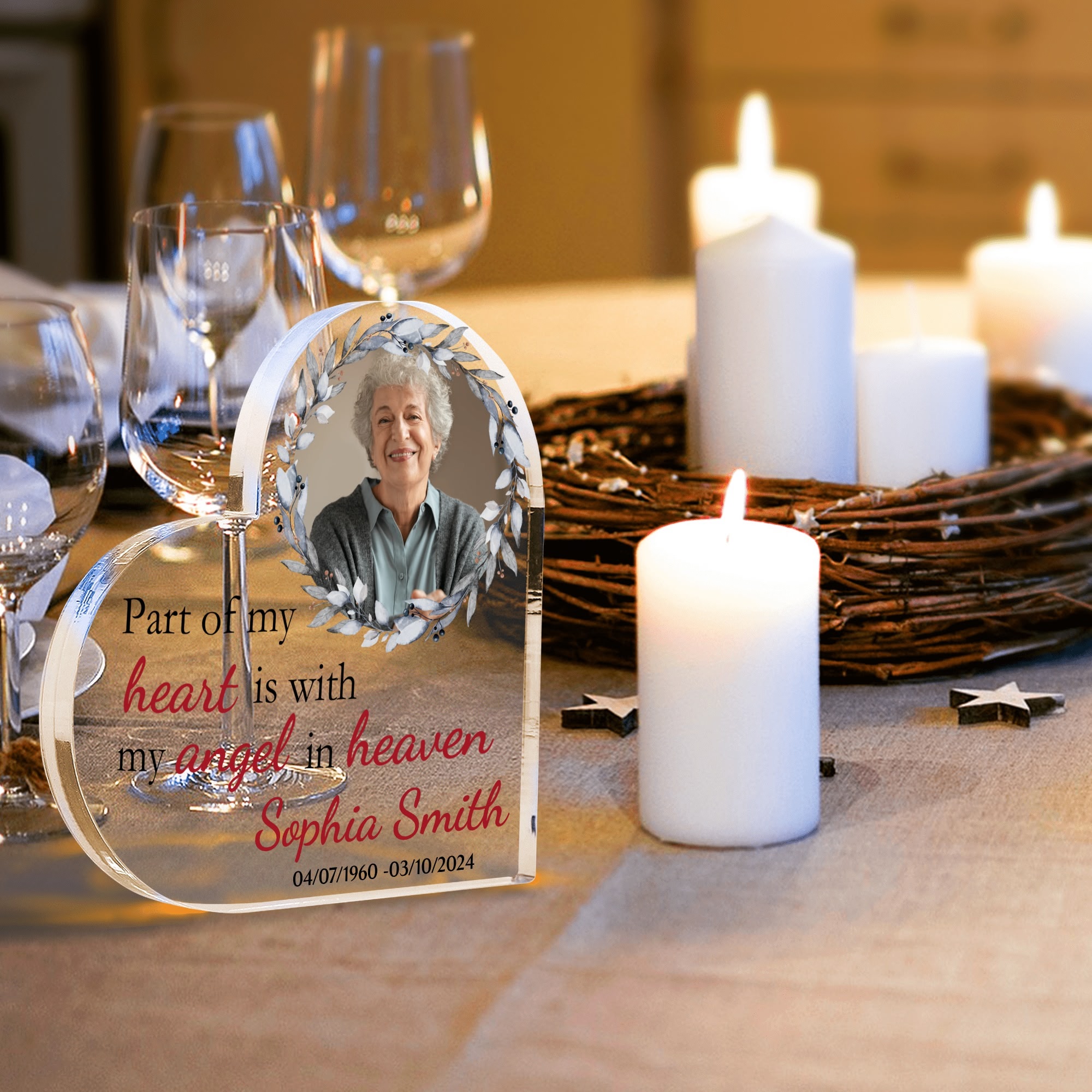 Heart Shaped Christmas Acrylic Keepsake Ornament Personalized Gift - Image 4