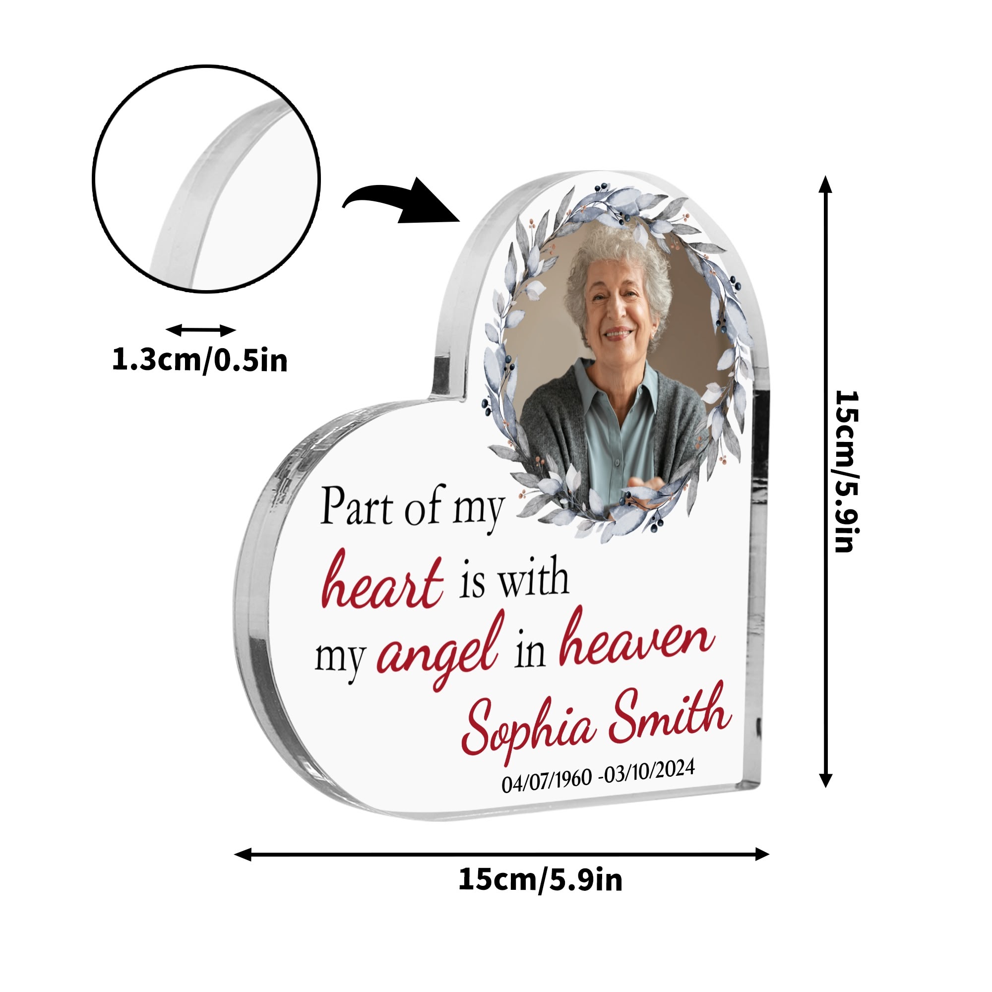 Heart Shaped Christmas Acrylic Keepsake Ornament Personalized Gift - Image 8