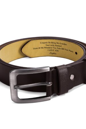 Engraved Leather Brown Belt Funny Personalized Gift For Husband Boyfriend
