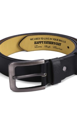 Black Engraved Leather Belt Funny Personalized Gift For Husband Boyfriend