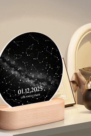 Personalised Name Acrylic Round Lamp Night Light Home Decor