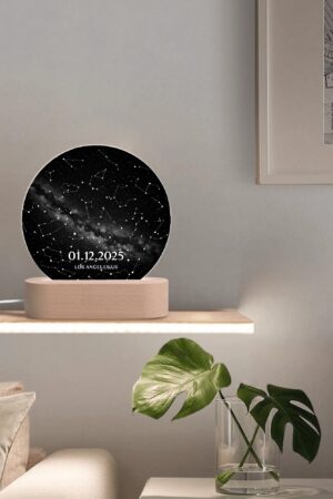 Personalised Name Acrylic Round Lamp Night Light Home Decor