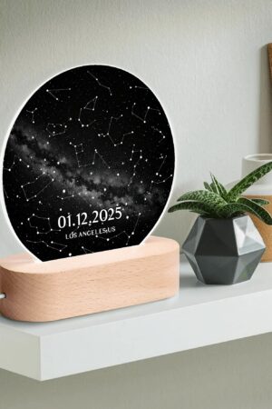 Personalised Name Acrylic Round Lamp Night Light Home Decor