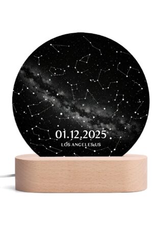 Personalised Name Acrylic Round Lamp Night Light Home Decor