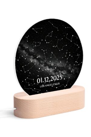 Personalised Name Acrylic Round Lamp Night Light Home Decor