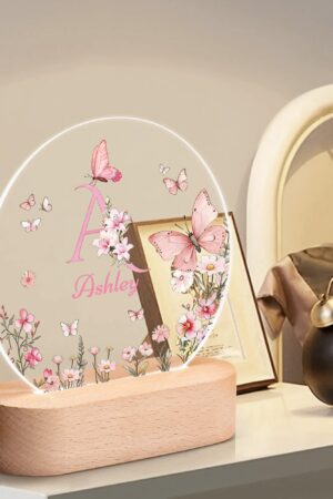 Personalised Name Acrylic Round Lamp Night Light Home Decor