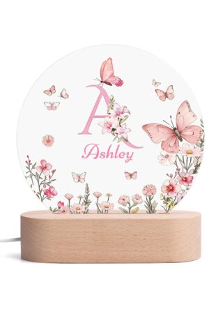 Personalised Name Acrylic Round Lamp Night Light Home Decor