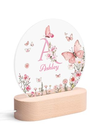 Personalised Name Acrylic Round Lamp Night Light Home Decor