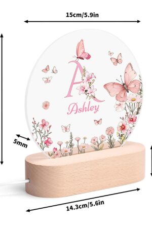 Personalised Name Acrylic Round Lamp Night Light Home Decor